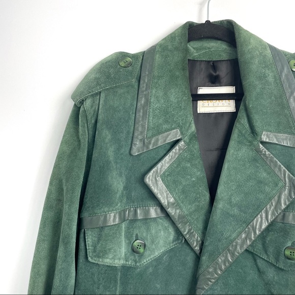 Vintage 80’s Green Suede Jacket - Picture 2 of 11